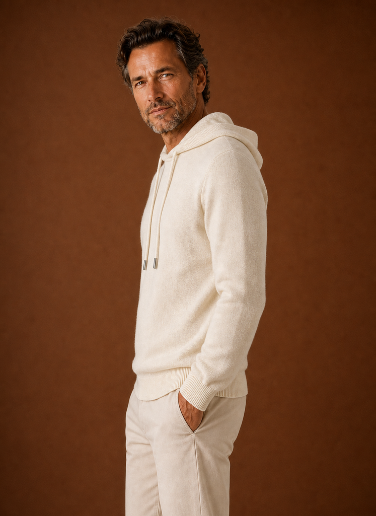 Men's Cashmere-Look Hooded Sweater - Knitted Pullover | Areleon