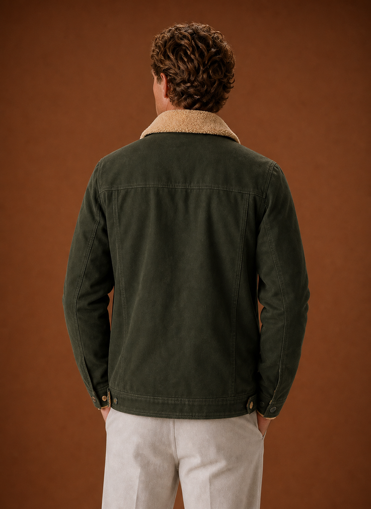 Men's Sherpa Jacket - Fleece Collar Lined Casual Jacket | Areleon