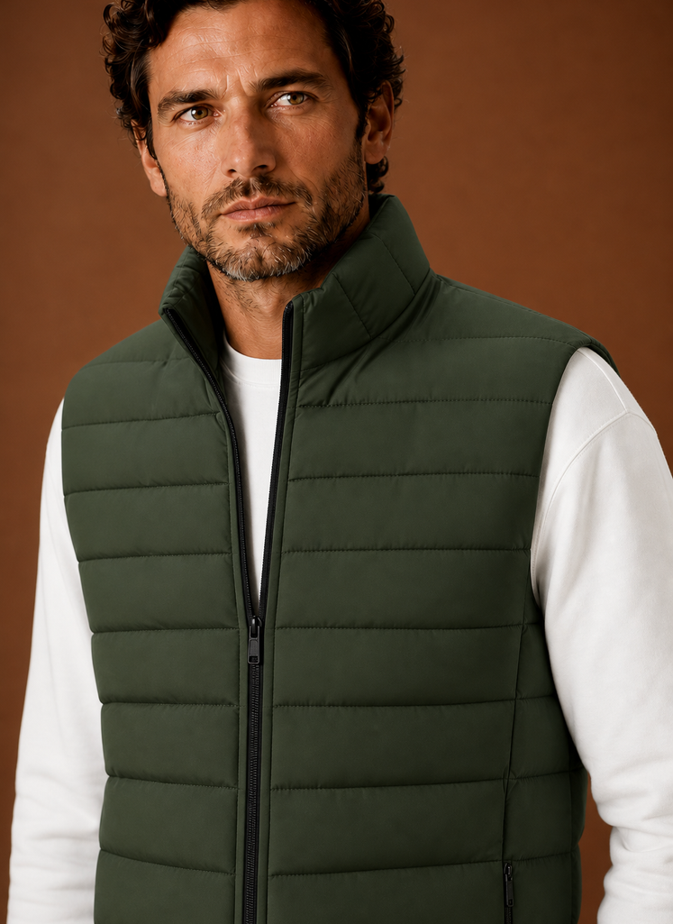 Men's Puffer Vest - Quilted Stand Collar Sleeveless Jacket | Areleon