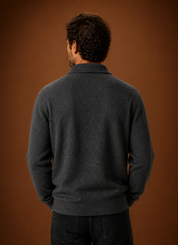 Men’s Long Sleeve Knit Polo Sweater | Areleon