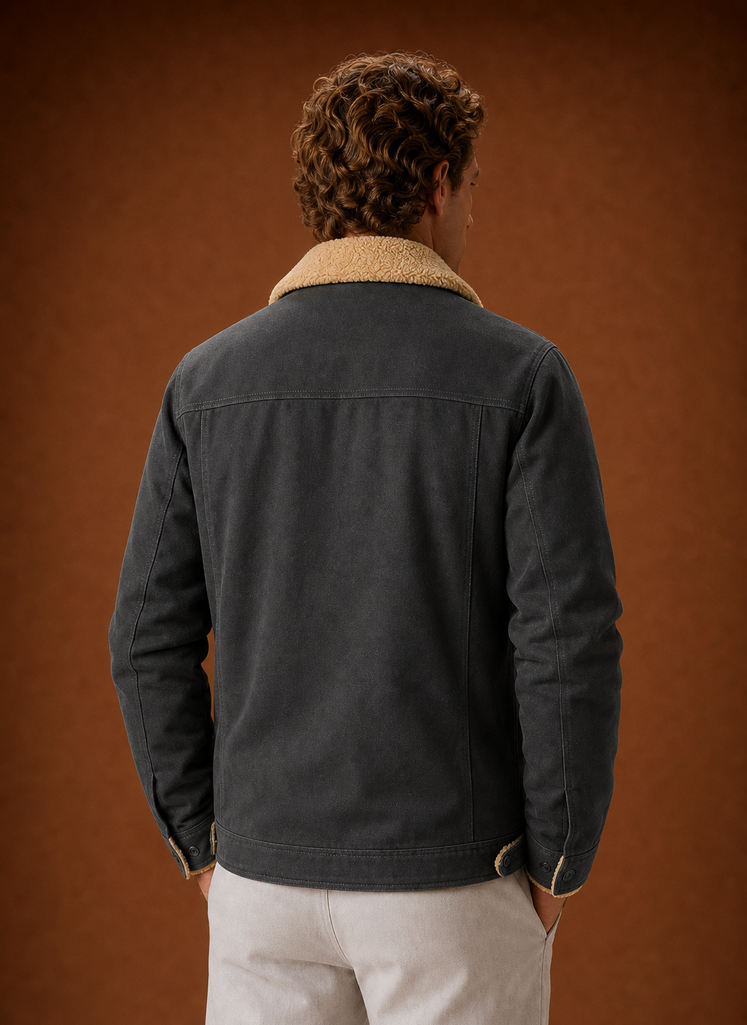 Men's Sherpa Jacket - Fleece Collar Lined Casual Jacket | Areleon