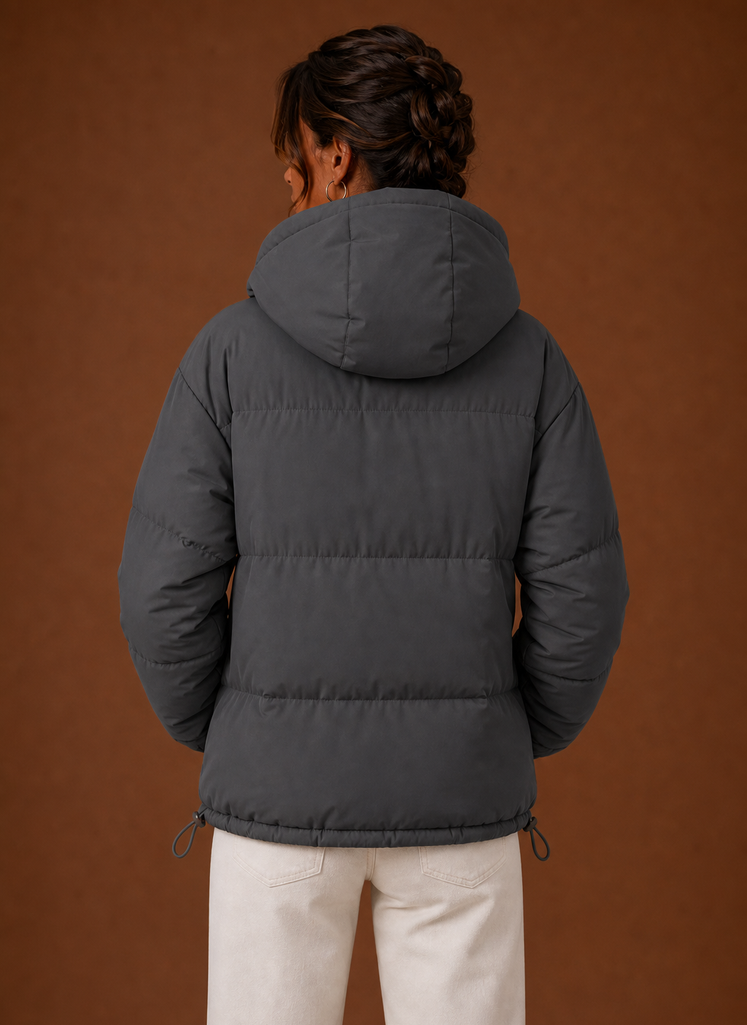 Women's Puffer Jacket - Hooded Winter Coat | Areleon