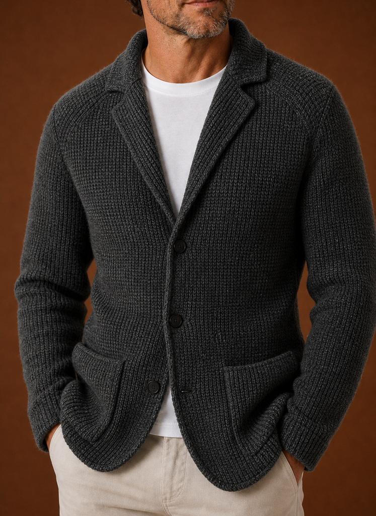 Men's Knit Blazer Cardigan - Button Front Layering Jacket | Areleon