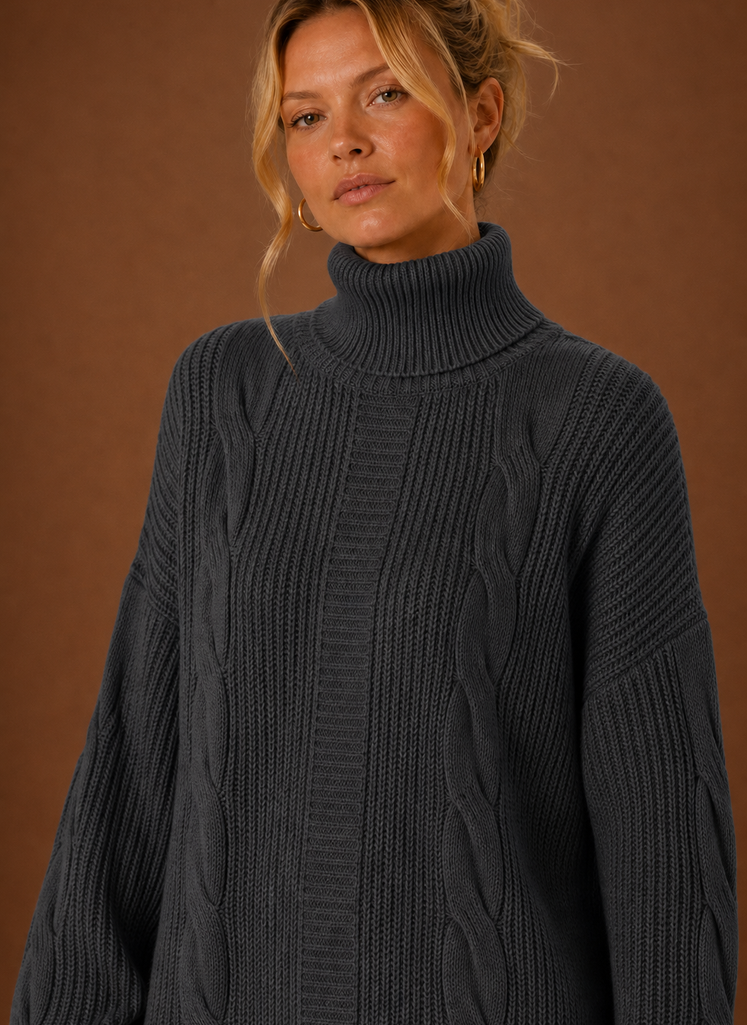 Women's Turtleneck Sweater Dress - Pullover Knit Dress | Areleon