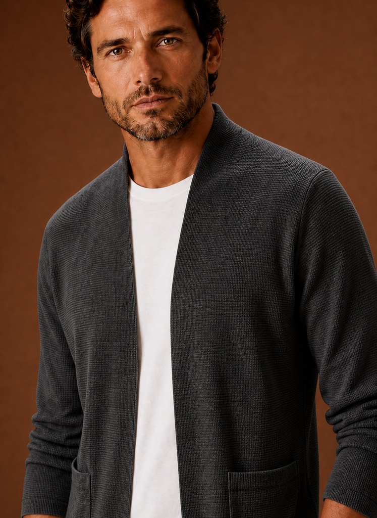 Men's Knit Cardigan - Open Front Longline Cardigan | Areleon