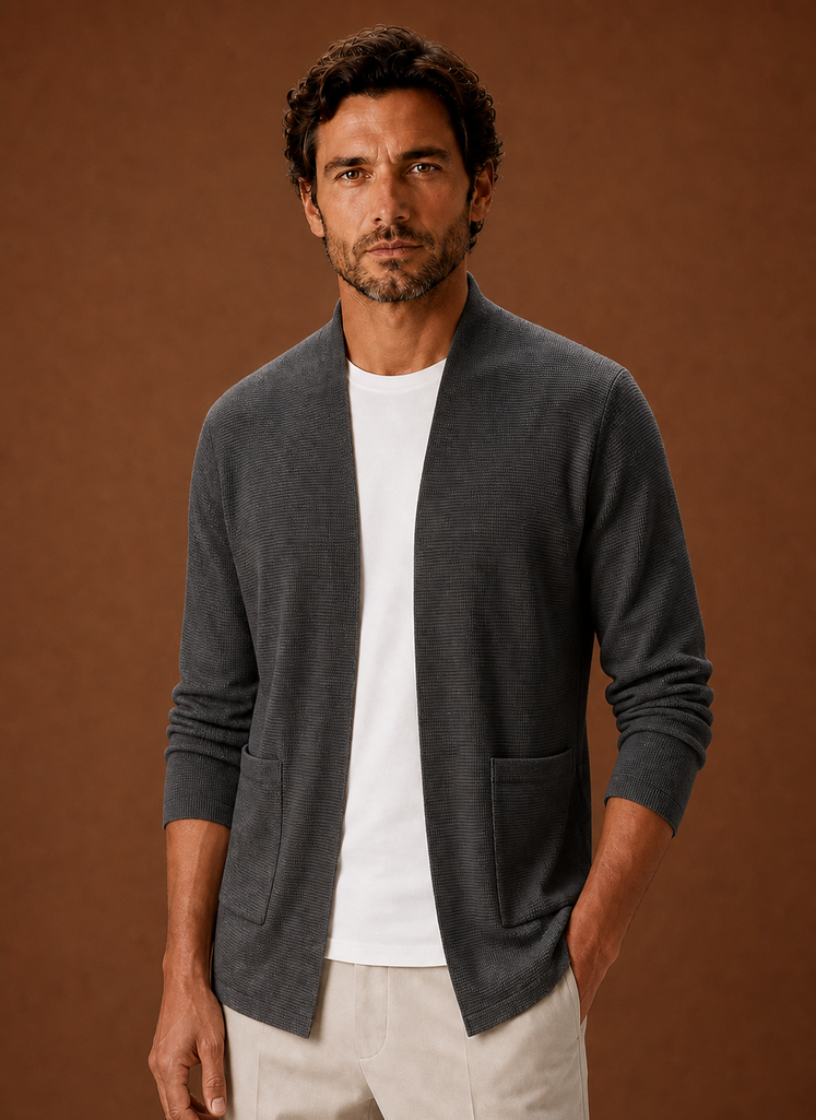 Men's Knit Cardigan - Open Front Longline Cardigan | Areleon