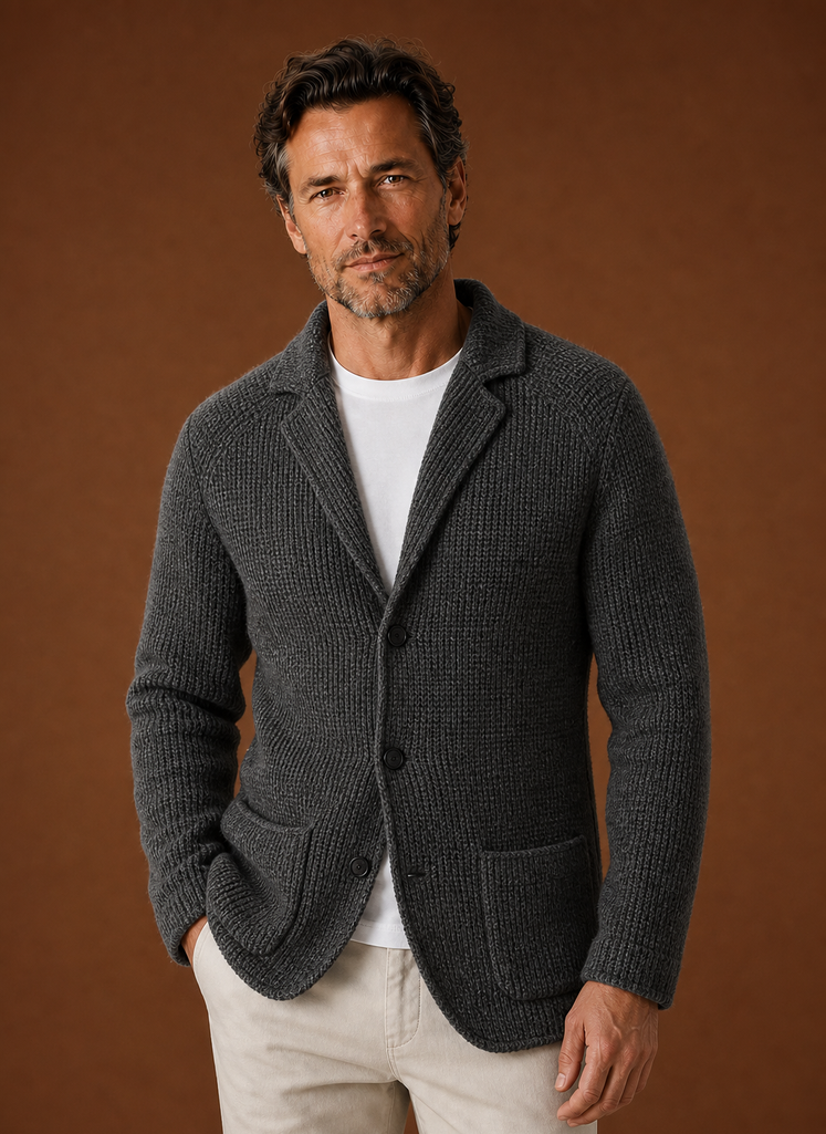 Men's Knit Blazer Cardigan - Button Front Layering Jacket | Areleon
