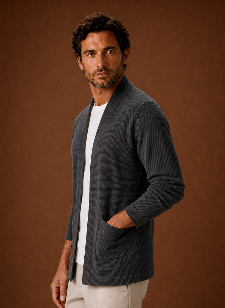 Men's Knit Cardigan - Open Front Longline Cardigan | Areleon