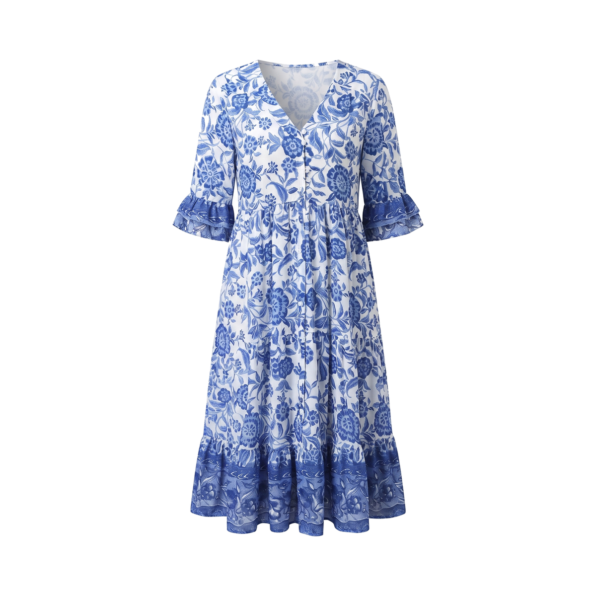 Floral Button Midi Dress