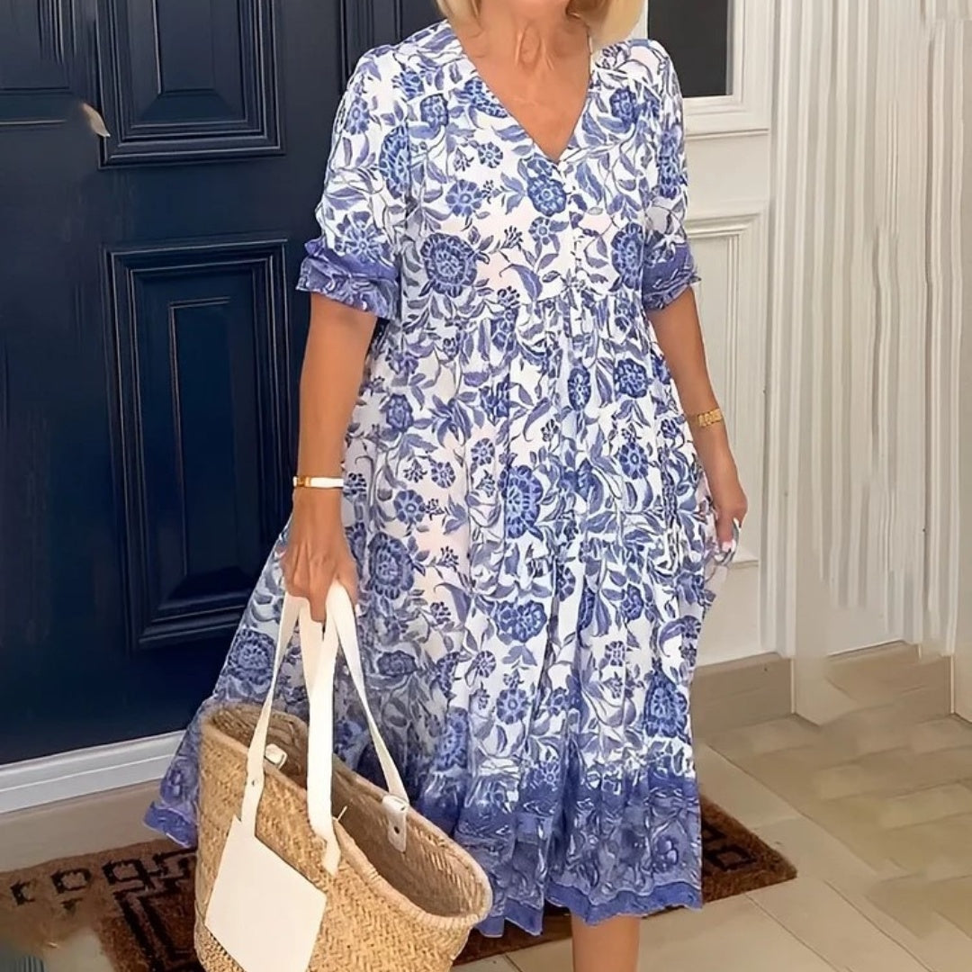 Floral Button Midi Dress