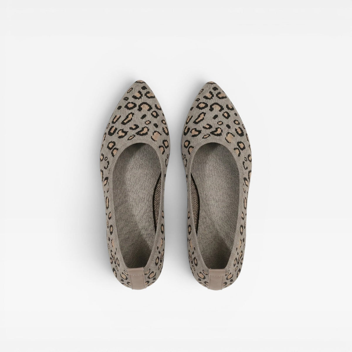 Women's Leopard Print Knit Ballet Flats – Pointed Toe Slip On Comfort Shoes