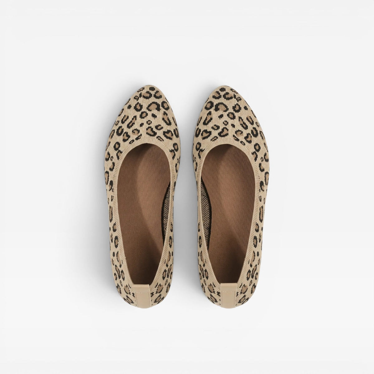 Women's Leopard Print Knit Ballet Flats – Pointed Toe Slip On Comfort Shoes