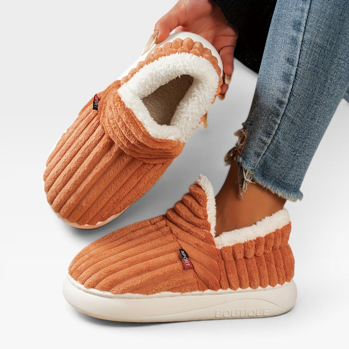 Women's Cozy Corduroy Slipper Boots