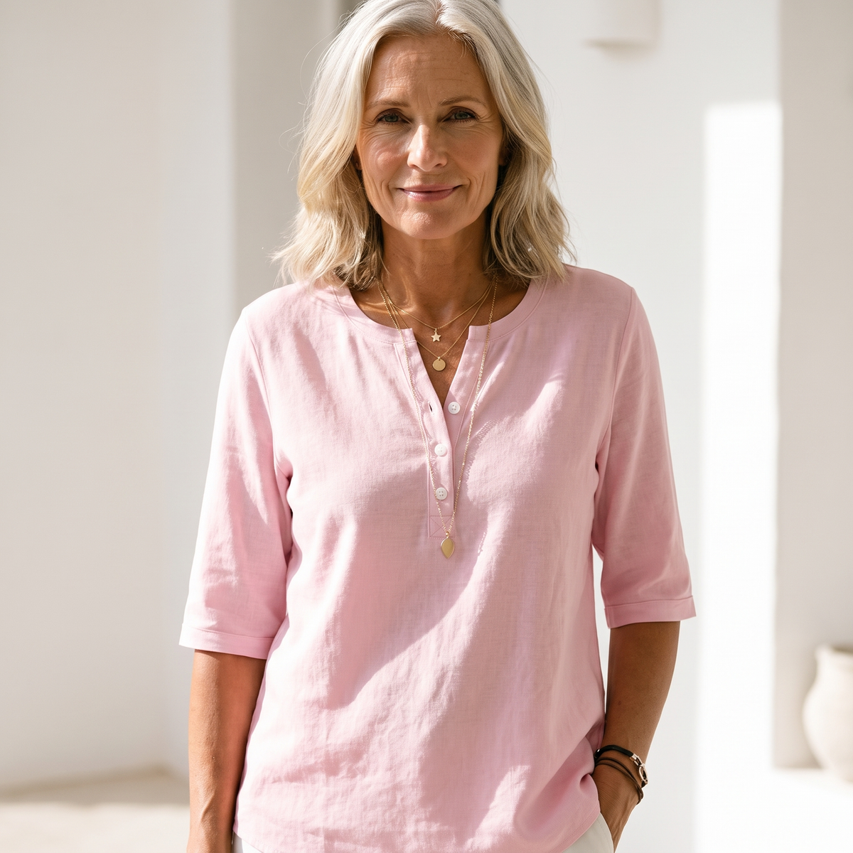 Henley Button Top