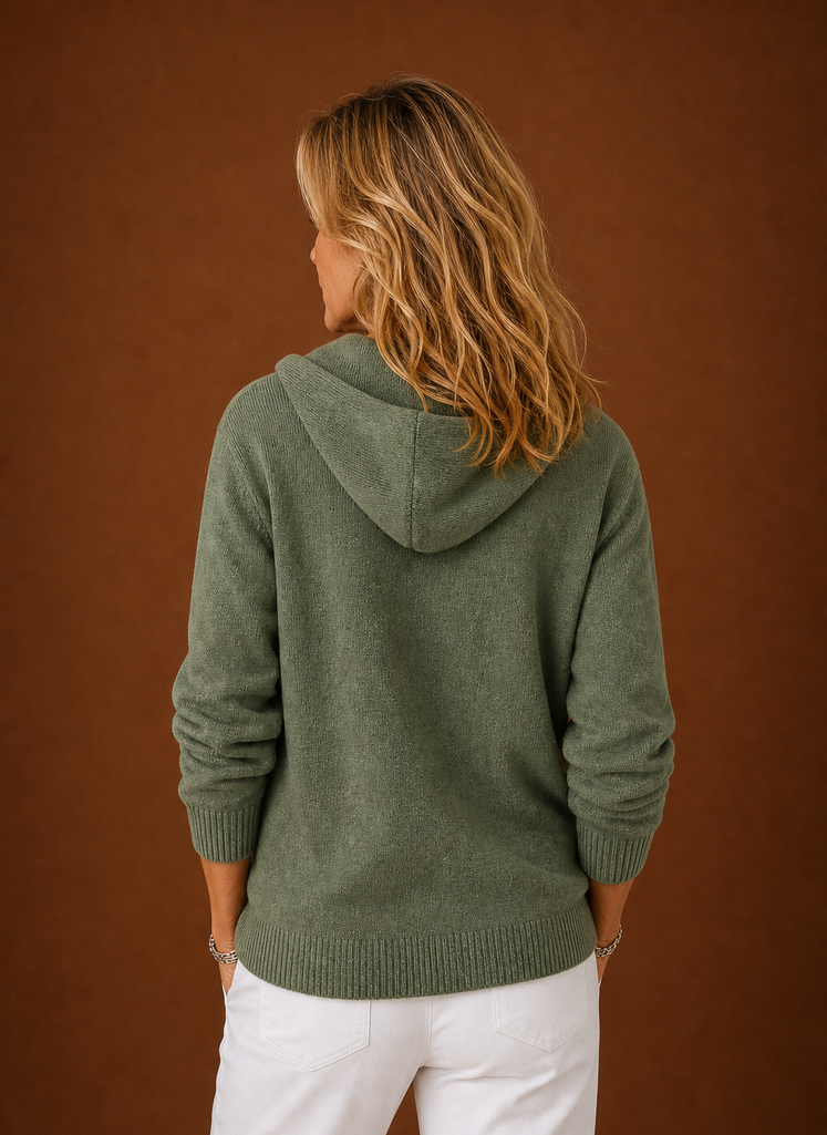 Women's Knit Cardigan - Hooded Button-Front Sweater | Areleon