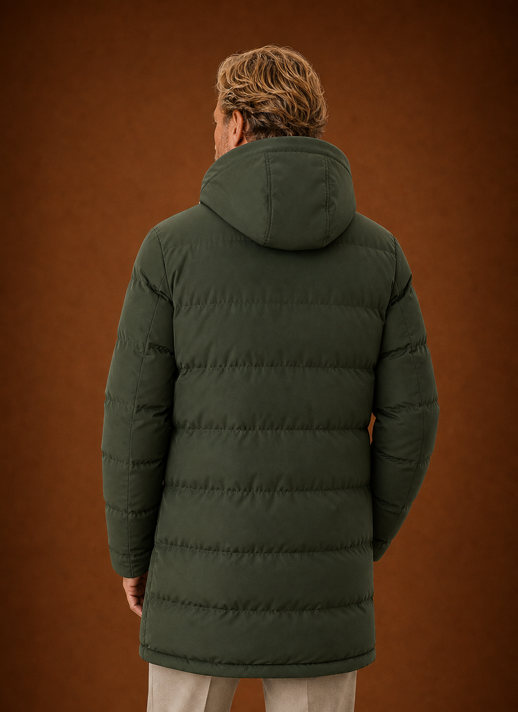 Men's Puffer Jacket - Long Hooded Insulated Winter Coat | Areleon