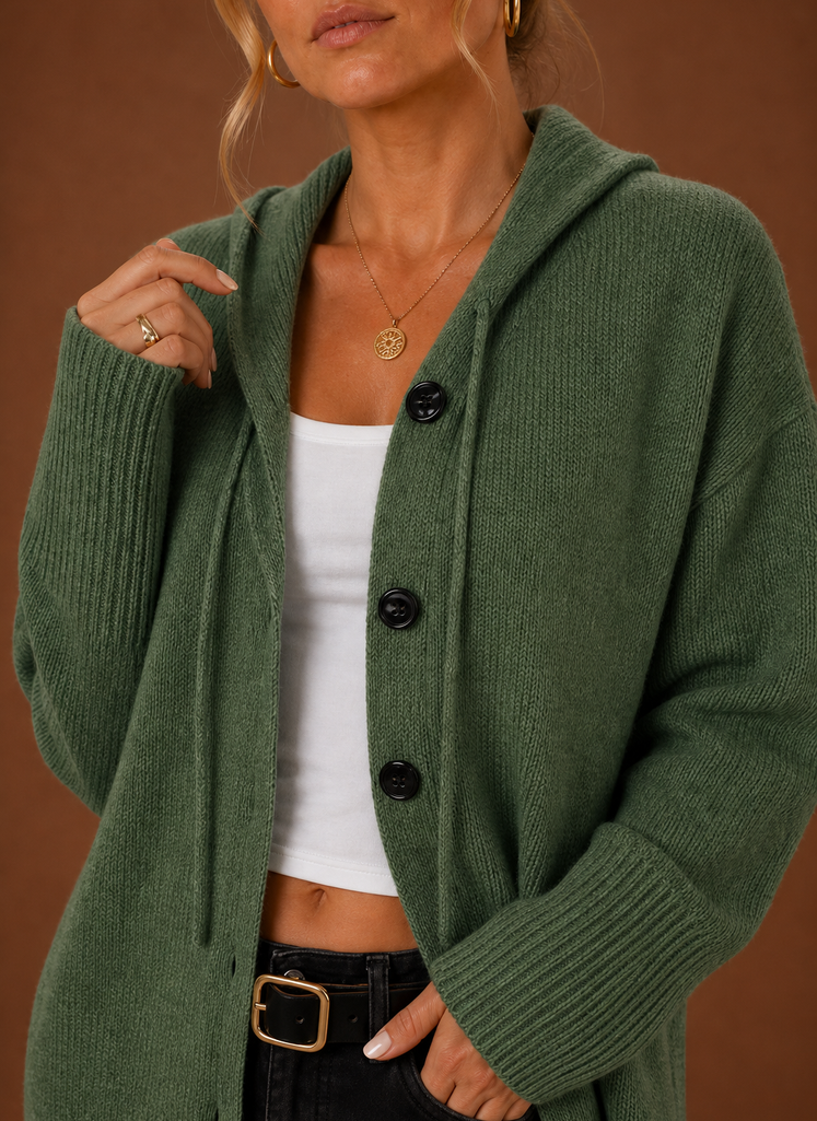 Women's Knit Cardigan - Oversized Button-Front Sweater | Areleon