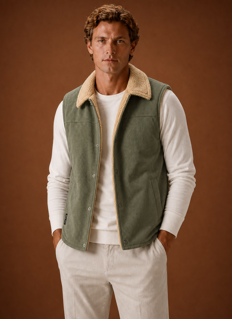 Men's Sherpa-Lined Vest - Warm Winter Gilet | Areleon
