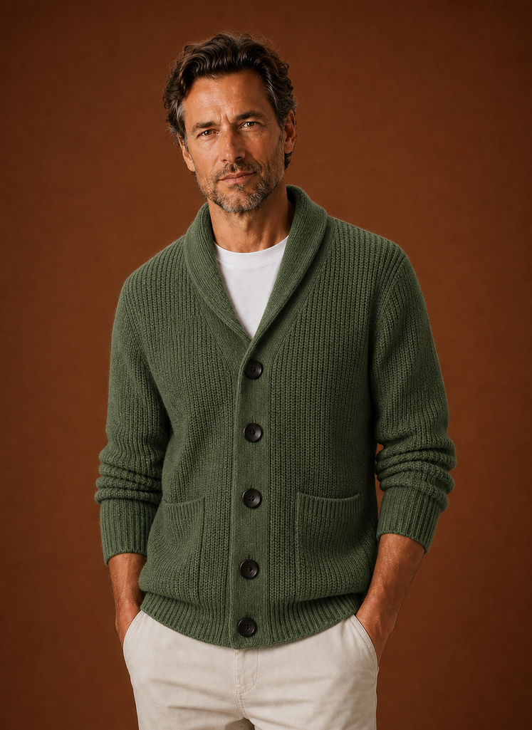 Men's Shawl Collar Cardigan - Knit Cardigan | Areleon
