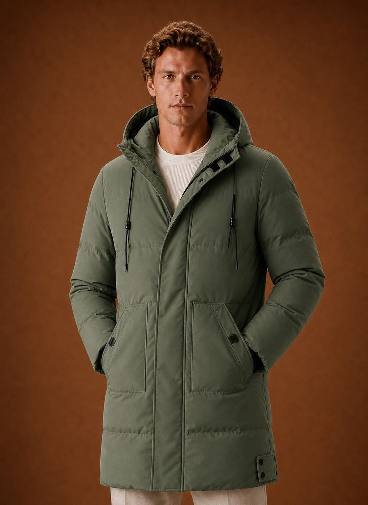 Men's Puffer Jacket - Hooded Parka Winter Coat | Areleon