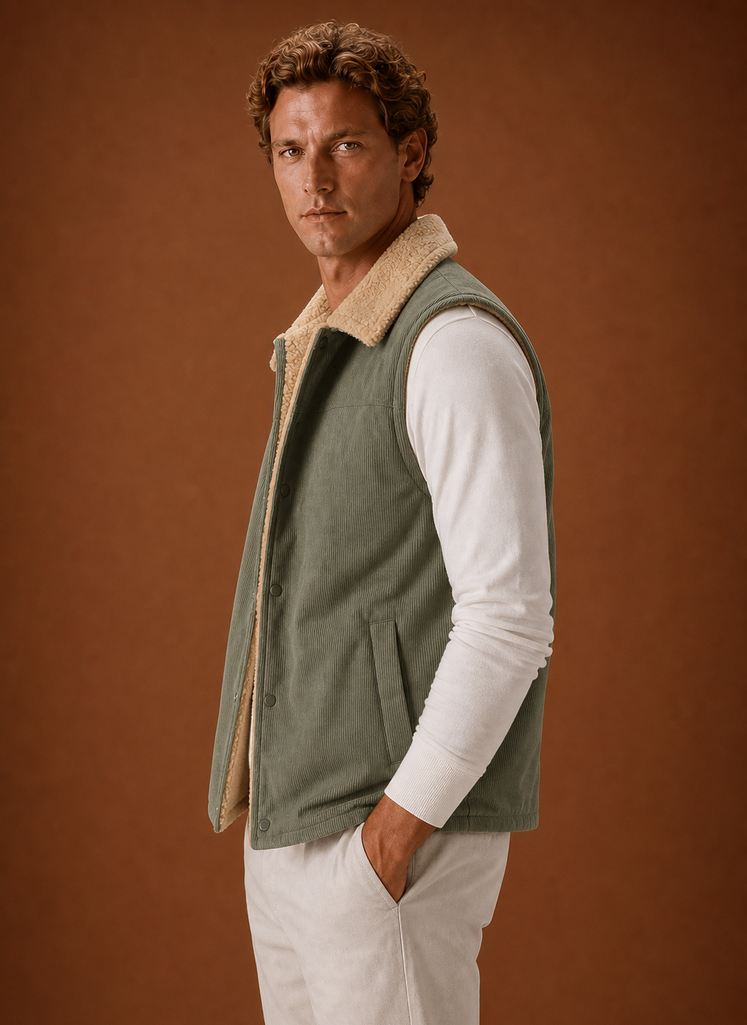 Men's Sherpa-Lined Vest - Warm Winter Gilet | Areleon