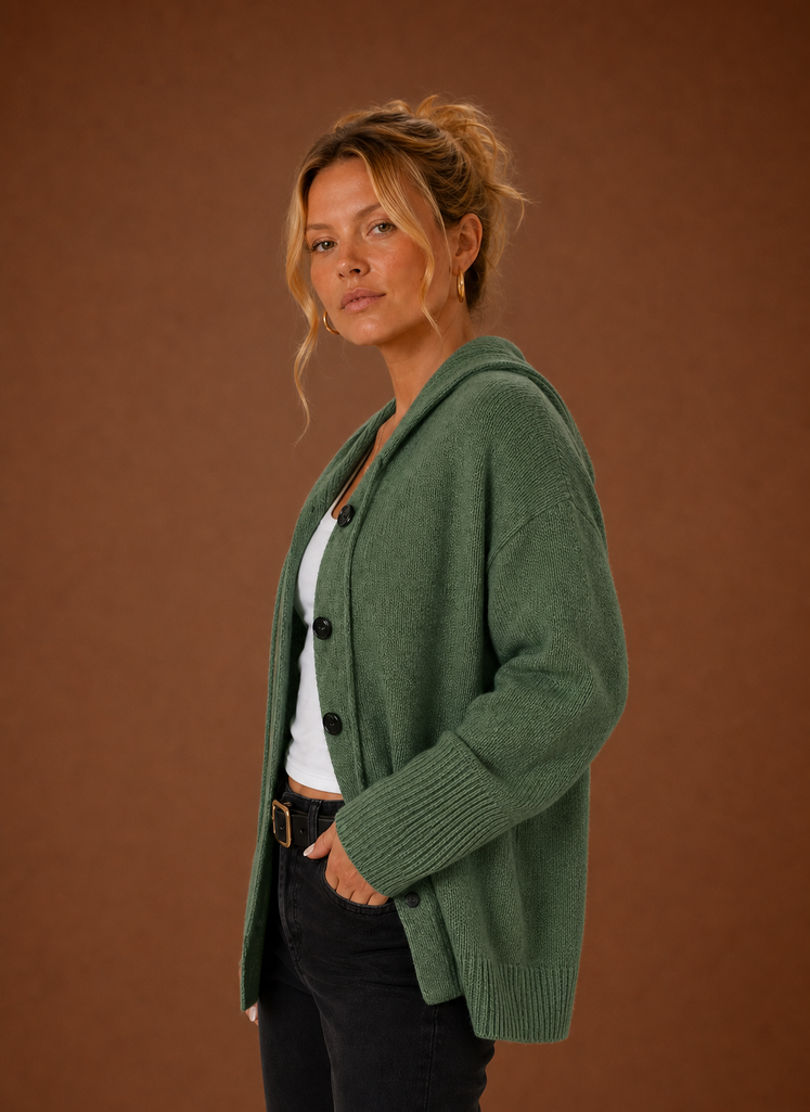 Women's Knit Cardigan - Oversized Button-Front Sweater | Areleon