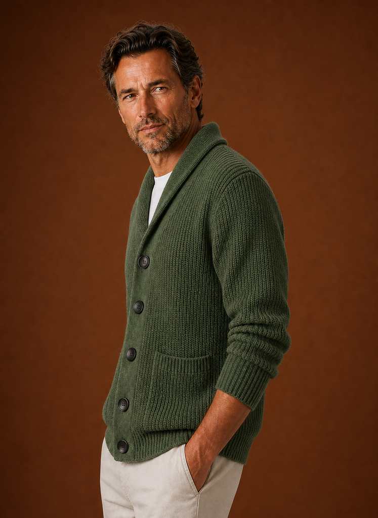 Men's Shawl Collar Cardigan - Knit Cardigan | Areleon