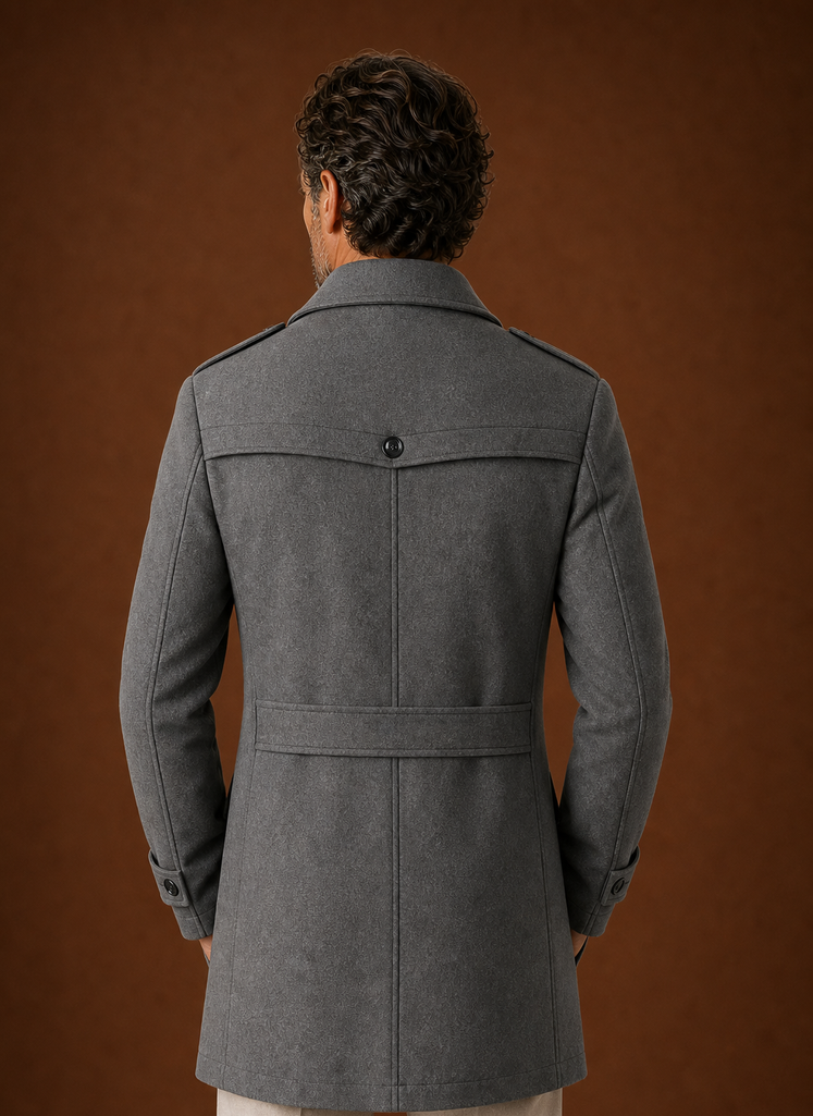 Men's Mid-Long Coat - Wool Blend Overcoat | Areleon