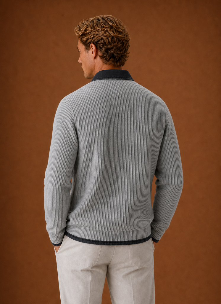 Men's Knit Cardigan  - Button Front Denim Sweater | Areleon