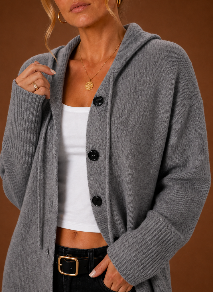 Women's Knit Cardigan - Oversized Button-Front Sweater | Areleon
