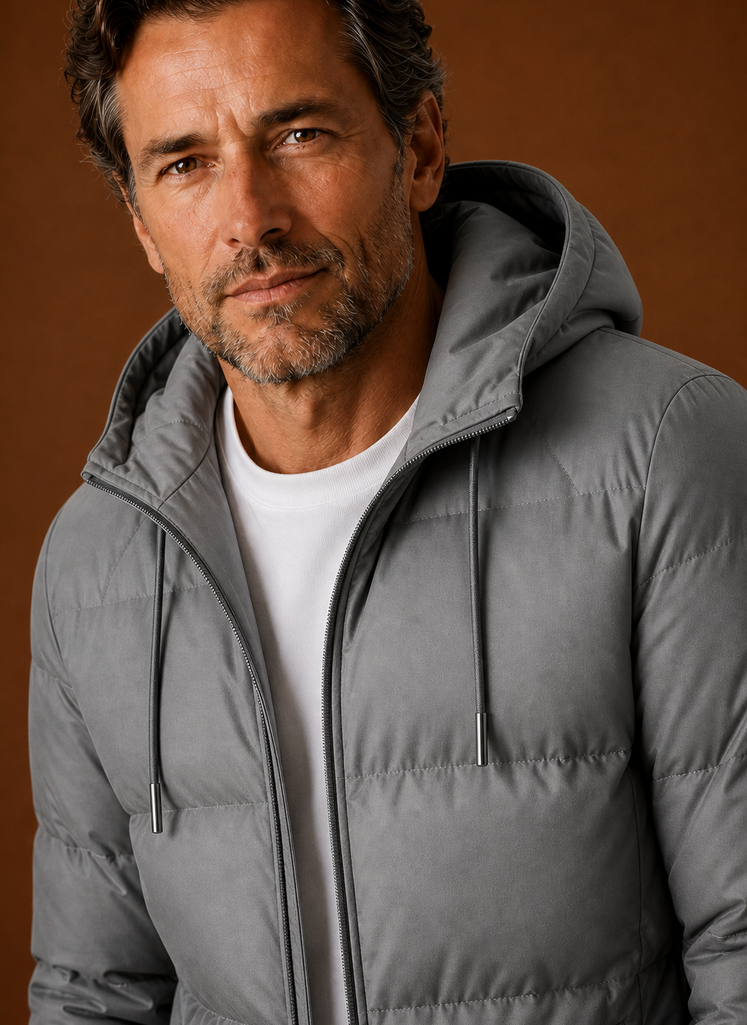 Men's Puffer Jacket Hooded Zip Front Cold-Weather Coat | Areleon