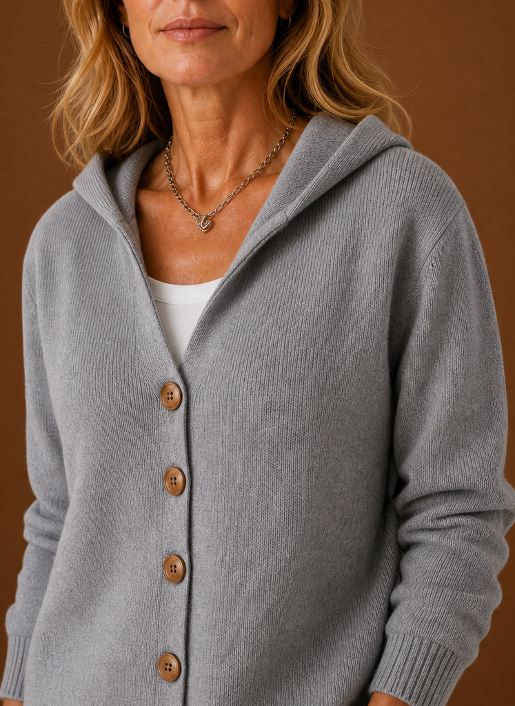 Women's Knit Cardigan - Hooded Button-Front Sweater | Areleon