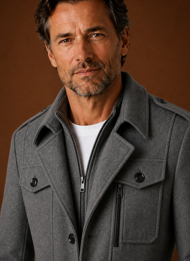 Men's Mid-Long Coat - Wool Blend Overcoat | Areleon