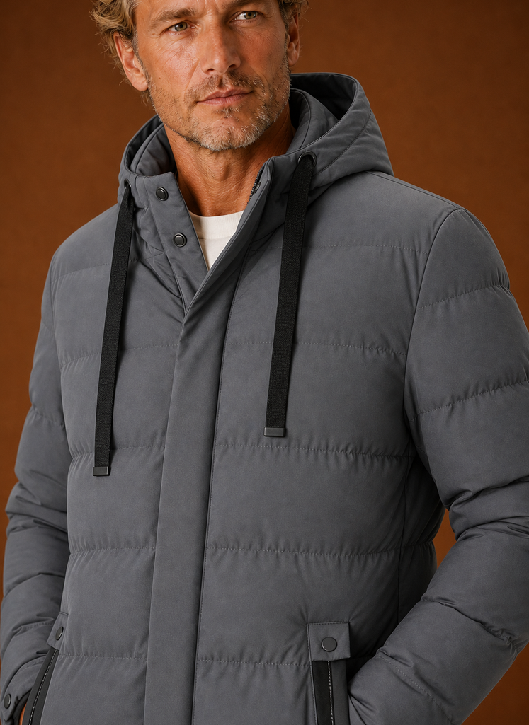 Men's Puffer Jacket - Long Hooded Insulated Winter Coat | Areleon