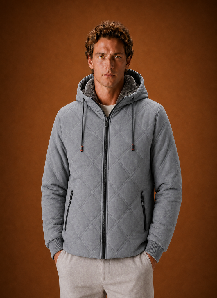 Men's Quilted Puffer Jacket - Hooded Faux-Fur Lined Winter Coat | Areleon