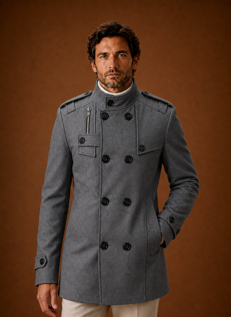 Men's Overcoat - Double-Breasted Button-Front Coat | Areleon
