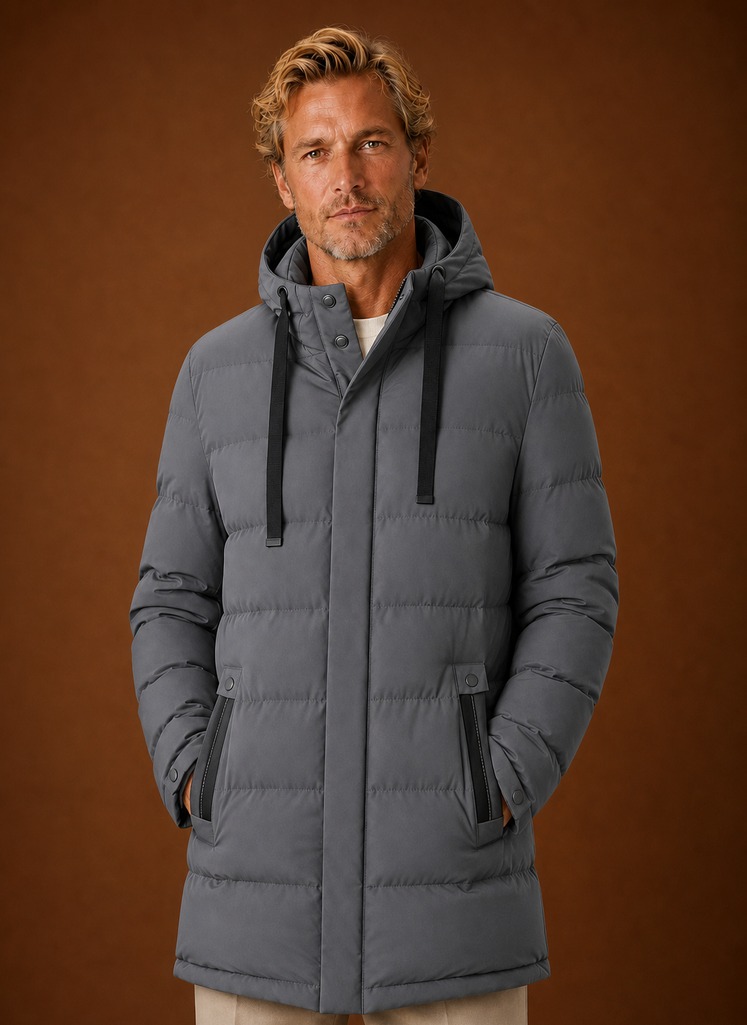 Men's Puffer Jacket - Long Hooded Insulated Winter Coat | Areleon
