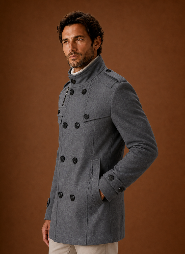 Men's Overcoat - Double-Breasted Button-Front Coat | Areleon
