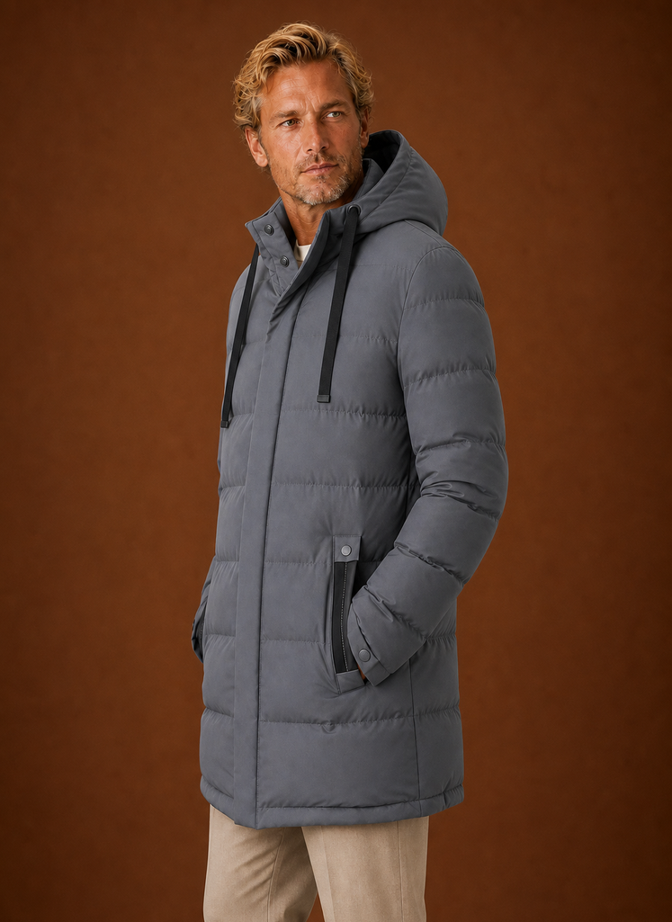 Men's Puffer Jacket - Long Hooded Insulated Winter Coat | Areleon