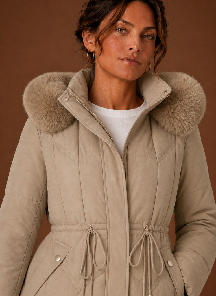 Women's Puffer Coat - Long Faux Fur Hood Winter Coat | Areleon