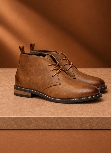 Men's Leather Chukka Boots - Lace-Up Ankle Boots| Areleon