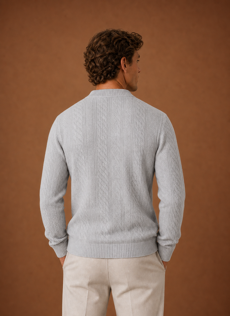 Men's Cable Knit Cardigan - V-Neck Button Front Sweater | Areleon