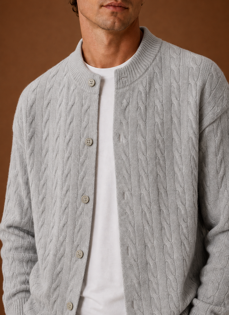 Men's Cable Knit Cardigan - Button Front Sweater | Areleon