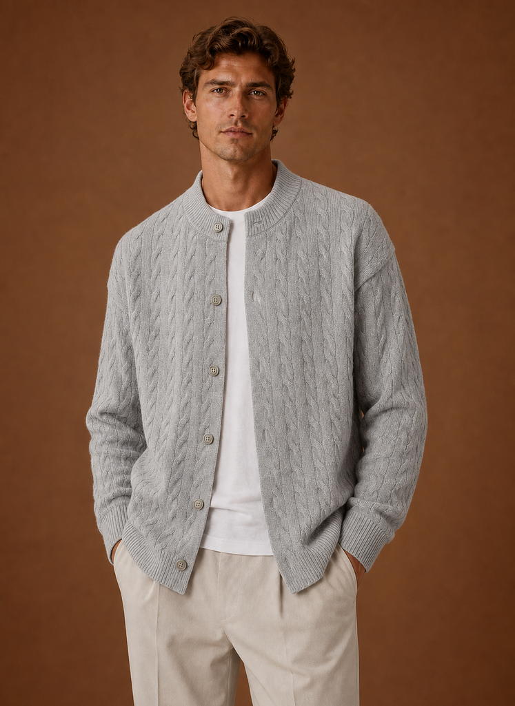 Men's Cable Knit Cardigan - Button Front Sweater | Areleon