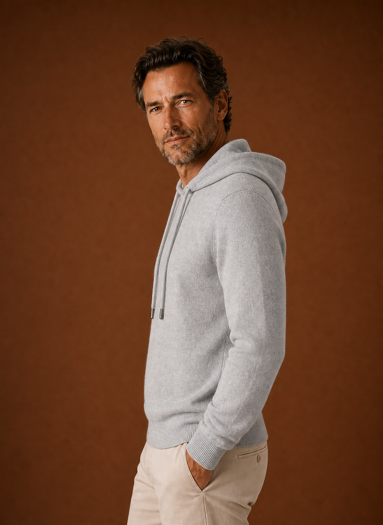 Men's Cashmere-Look Hooded Sweater - Knitted Pullover | Areleon