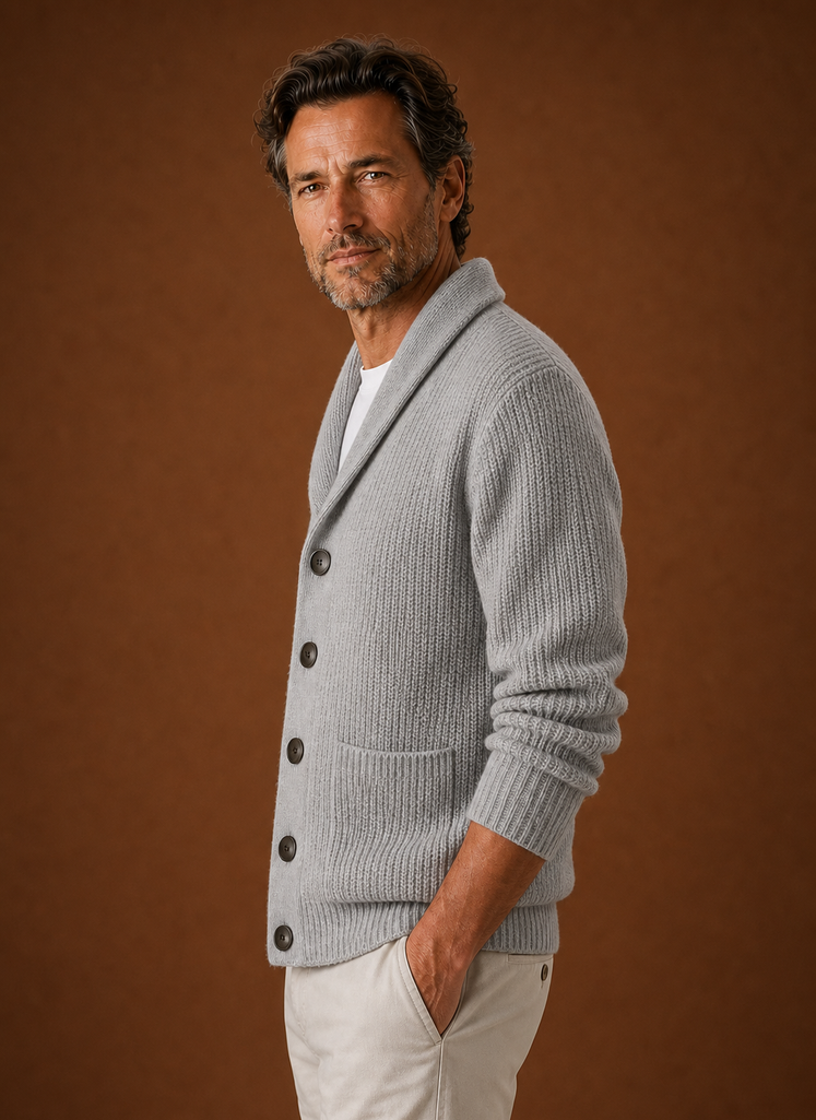 Men's Shawl Collar Cardigan - Knit Cardigan | Areleon