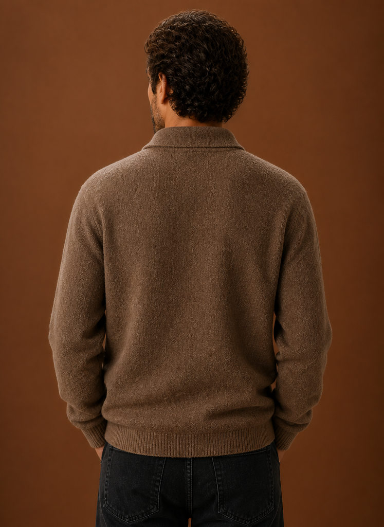 Men’s Long Sleeve Knit Polo Sweater | Areleon