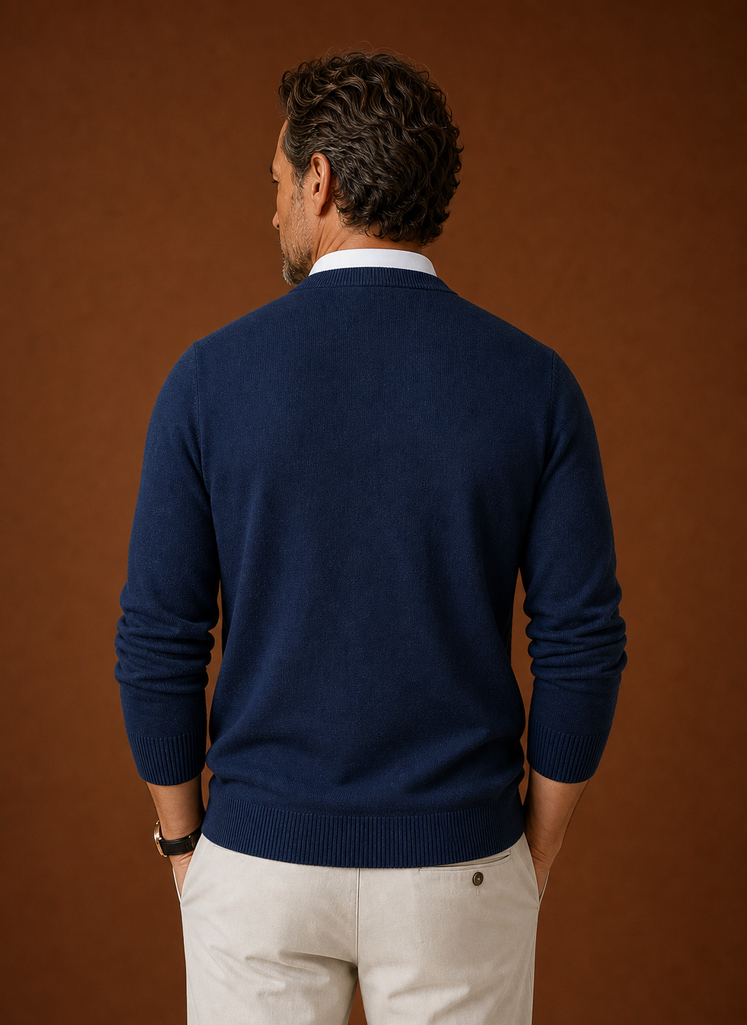 Men's V-Neck Knit Sweater - Casual Pullover | Areleon