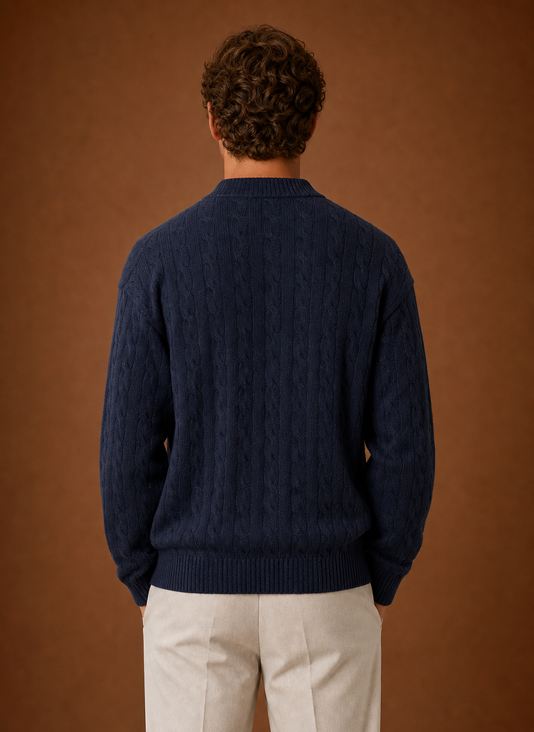 Men's Cable Knit Cardigan - Button Front Sweater | Areleon
