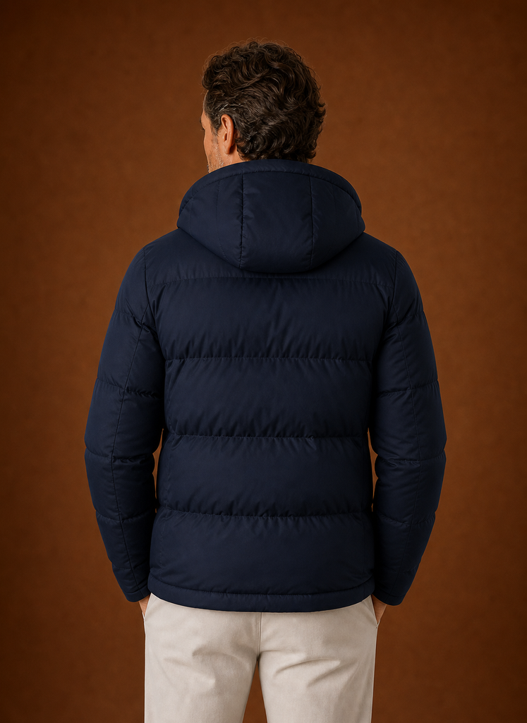 Men's Puffer Jacket Hooded Zip Front Cold-Weather Coat | Areleon